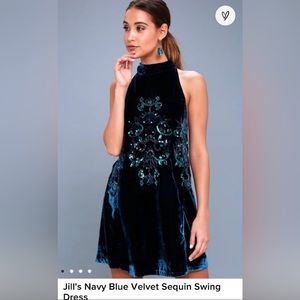 Free People Navy Jill Sequin Swing Dress